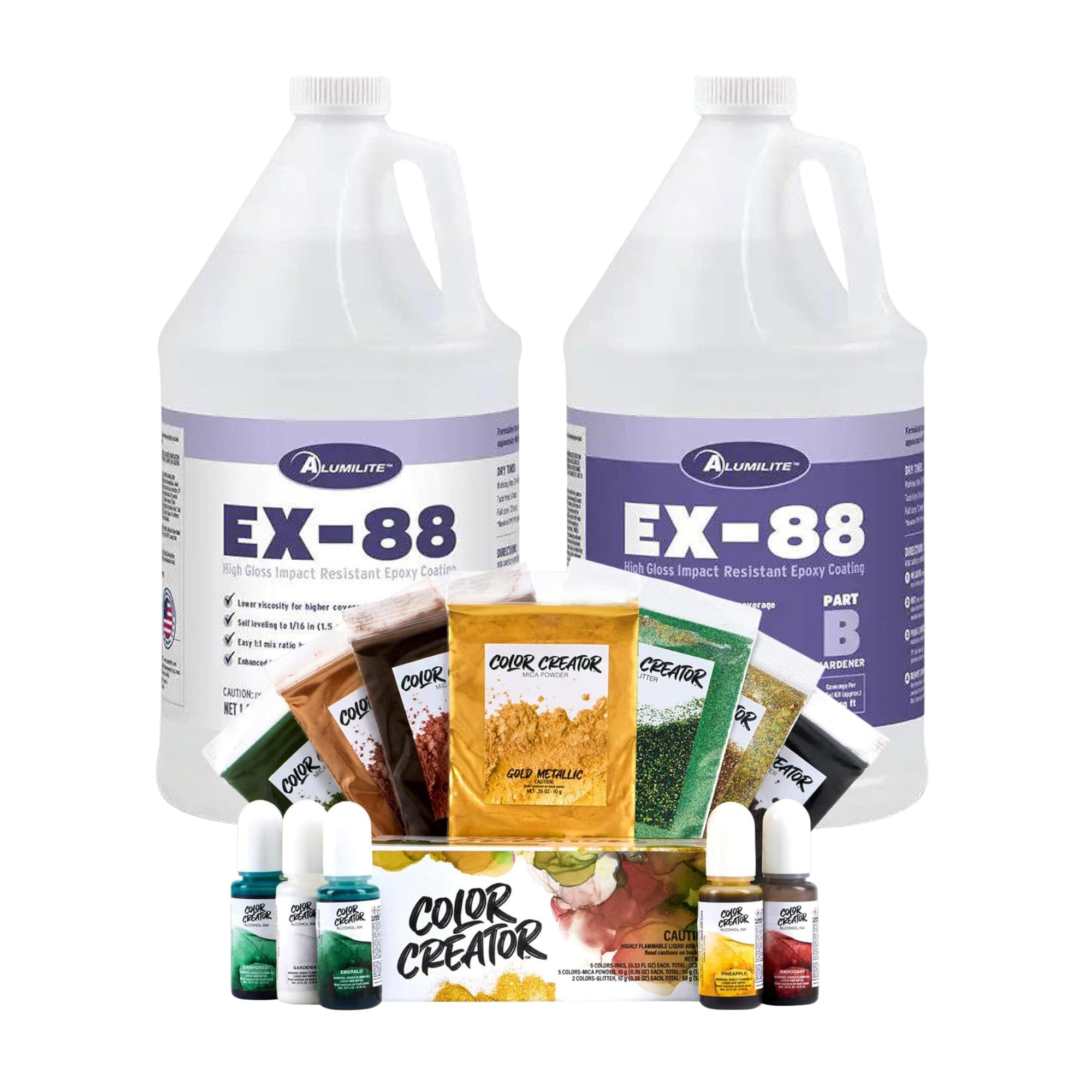 Alumilite EX-88 Epoxy Resin Kit 2 Gallon with Color Creator